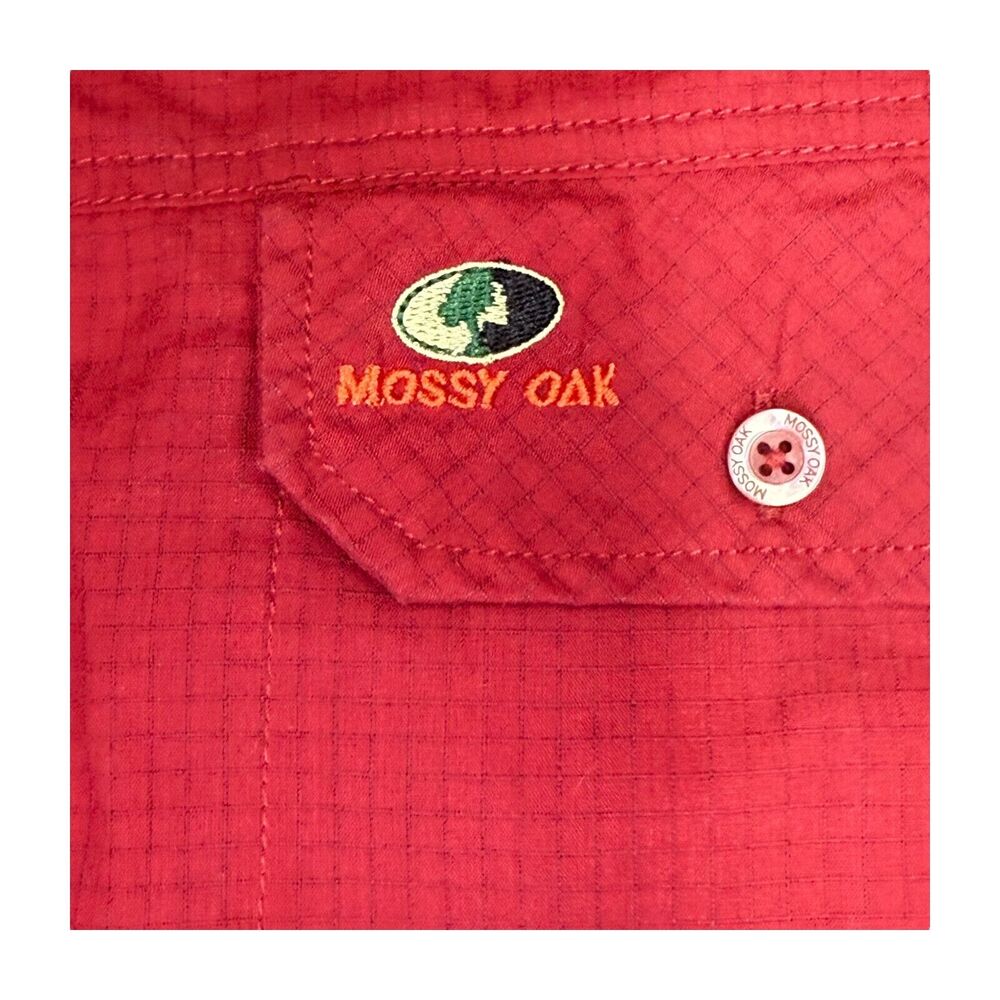 Mossy Oak Shirt Mens XL Red Plaid Cotton Classic Short Sleeve Collared Button-Up - Picture 7 of 9